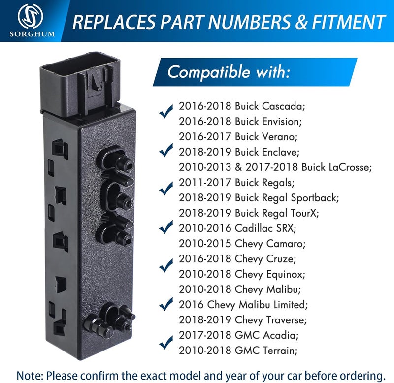Sorghum Power Seat Switch - Front Left Driver Side Adjustment Control 8 Ways for 2010-2019 Chevy Chevrolet Camaro Malibu Equinox Traverse Cruze Buick Cadillac GMC Replace# 25974714 12451497 - Image 3